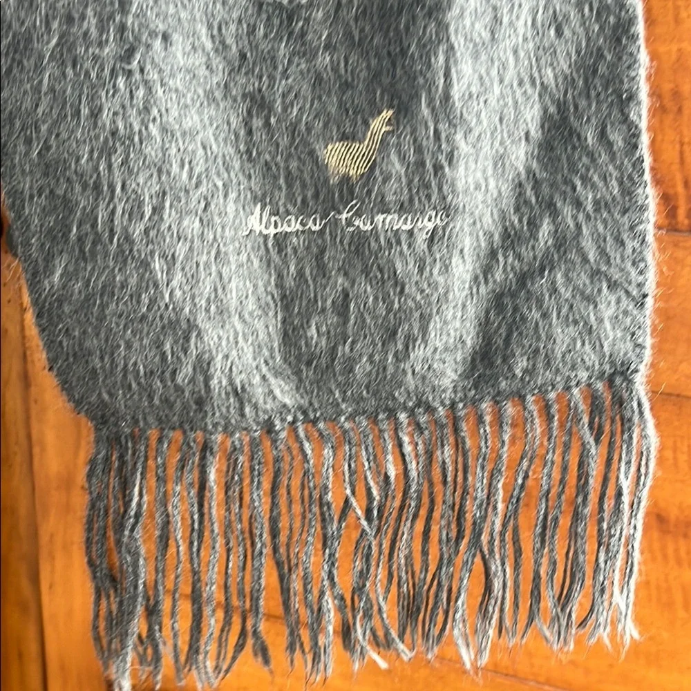 🦙🇵🇪 Long Dark Gray 100% Alpaca Peruvian Scarf with Fringe by Alpaca Camargo